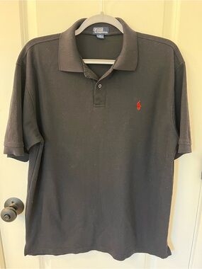 Ralph Lauren Men’s Black Polo with Red Pony Embroidery